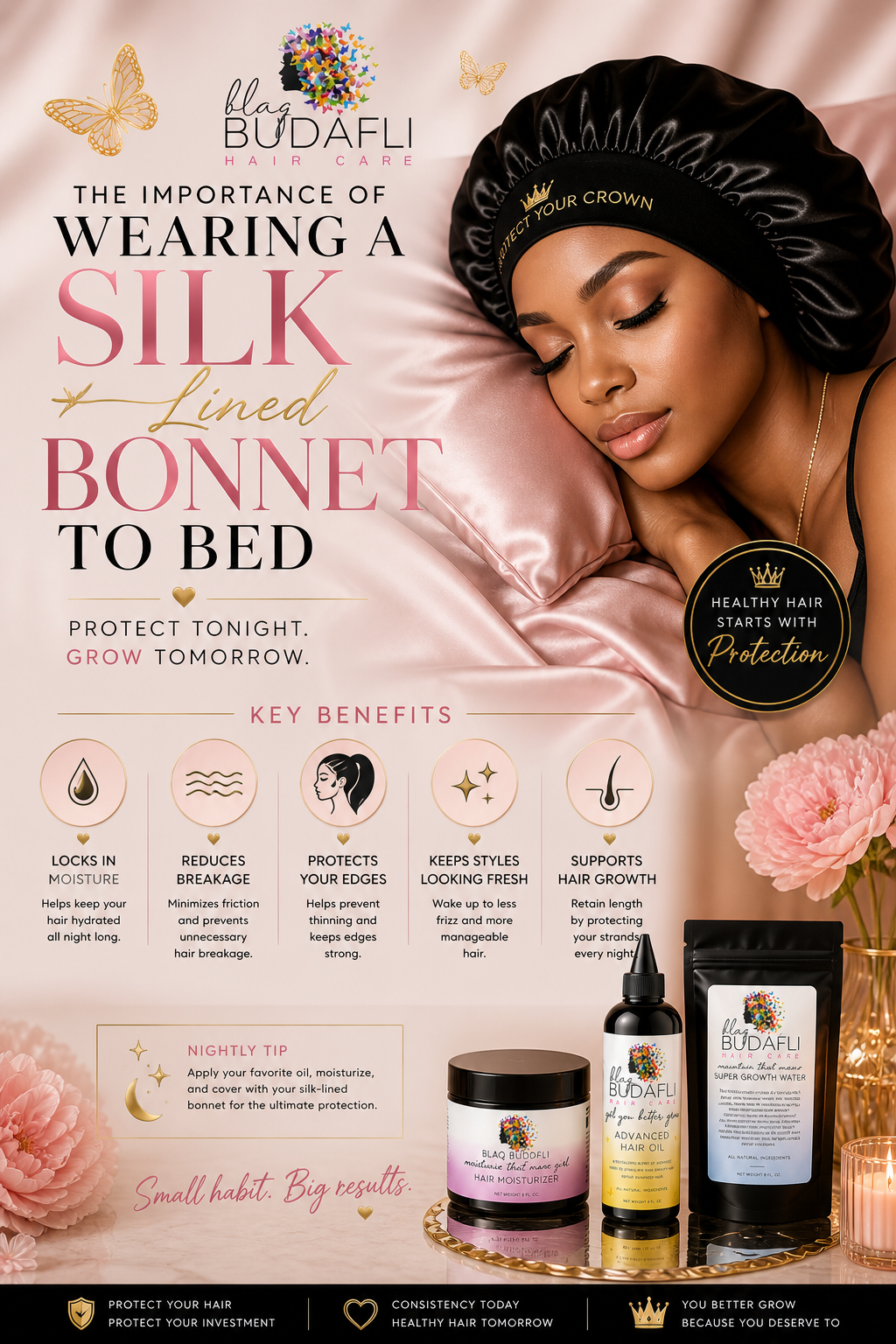 Why Wearing a Silk-Lined Bonnet to Bed Is Essential for Healthy Hair