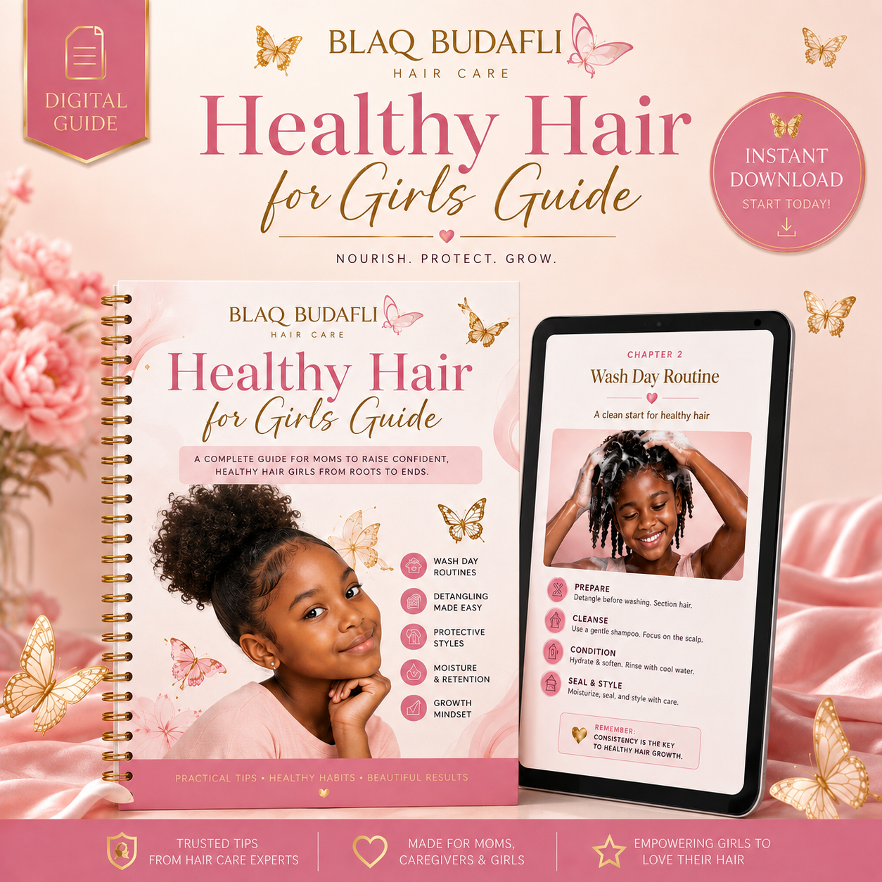 Blaq Budafli Healthy Hair for Girls Guide digital download mockup