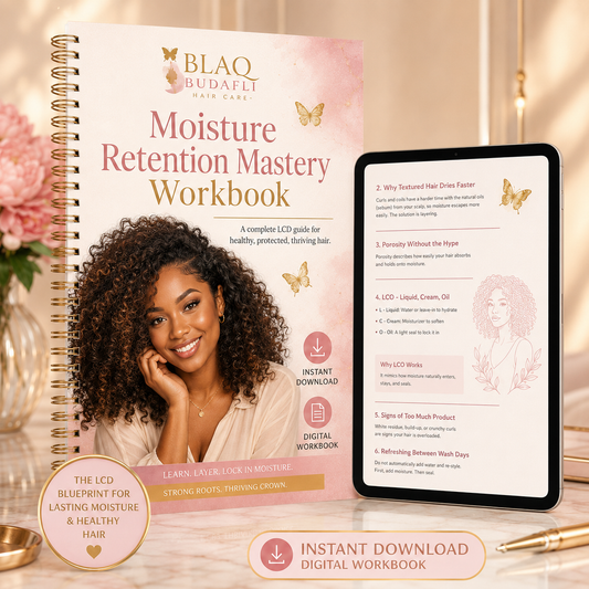 Blaq Budafli Moisture Retention Mastery Workbook premium digital product mockup
