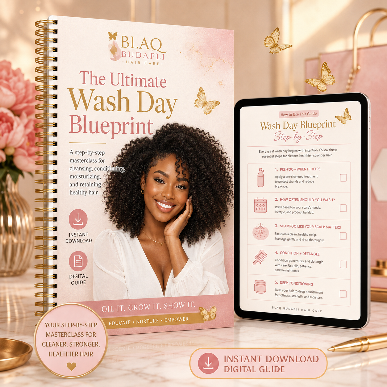 Blaq Budafli Ultimate Wash Day Blueprint premium digital product mockup
